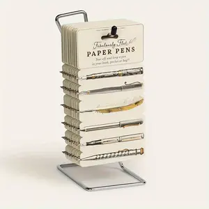 Ultra-Thin Flat Paper Pen with Bookmark Design Paper Set - Book Accessories, Golden Foil Pattern, Pocket-Sized for School/Office Use | Smooth Black Ink Writing | 6 Multifunctional Stationery Gifts (Practical and Portable)