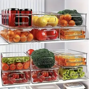 3/6/9 Pack Refrigerator Organizer Bins, 3 Sizes Stackable Clear Pantry Organizer Bins with Handles for Fridge, Freezer, Shelves, Drawer, Bins, Snack Organizer for Home & Kitchen,boxes,containers,cabinet,laundry