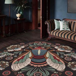 vintage lotus insect & flower pattern round rug, 1 count non-slip soft floor mat, decorative carpet for home living room bedroom hotel dormitory, unique rugs, room accessories,  home decor