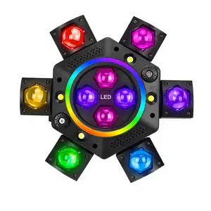 XDV 6-Arm 150W 4-in-1 Bee Eye LED 2.0 RGBW Beam Light - RGB LED Effects, 100mw Red Laser Starry Sky, White/Amber Strobe, 0-100% Smooth Dimming, DMX-512, Sound Active Mode, Festive Party Decor for Clubs Rgb Colorful Led