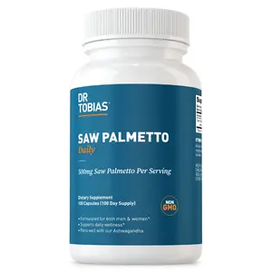 Dr. Tobias Saw Palmetto Daily Supplement 500mg Capsules 100 Count Non GMO Formula for Urinary Health Hormonal Balance Prostate Support & Hair Vitality