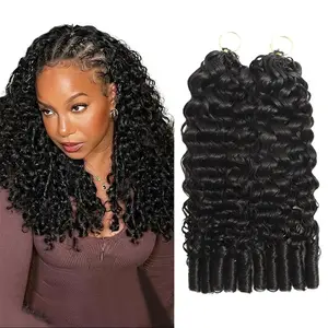 [HOT] Burmese Curly Crochet Hair Human Hair Extensions Miracle Knots Pre-Separated 50g/Pack (32-38 Strands Per Pack）– Knotless Boho Braids, 4-5 Packs for Full Head, Multiple Curly & Wave Textures Protective Hairstyles For Black Women