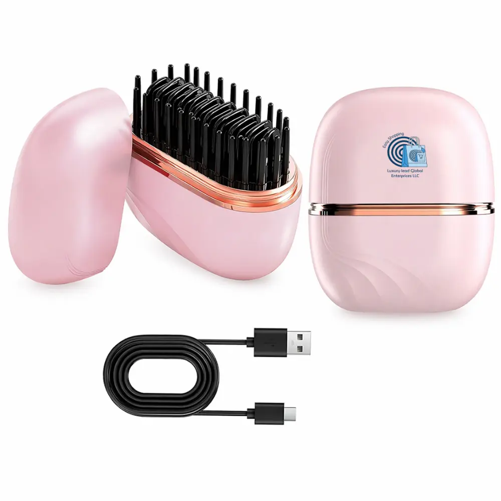 Mini Cordless Hair Straightner, Rechargeable 3 in 1 Upgraded ionic Smooth Hair Brush, Fast Heating Hot Hair Straightener Brush, C-Type Charging & 3 Speed Temperature Control,  Perfect Gift for Women home & Travel Use Adjustable and lightweight
