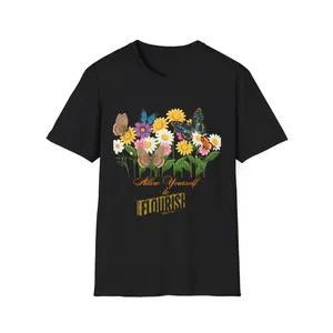 Flourish Flowers Butterfly T-Shirt, Inspirational Tee, Butterfly Lovers Gift, Nature Lover Apparel, Self-Care Reminder Shirt