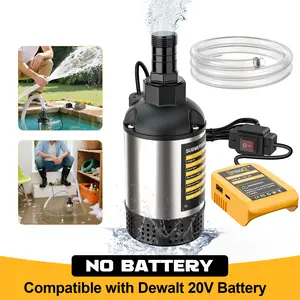 Cordless Submersible Water Pump Compatible with DeWalt 20V Battery(NO BATTERY!!), 1268GPH High Flow Sump Pump with 6.5ft Hose, for Swimming Pool Garden Draining