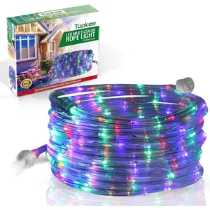 LED Rope Light Multi-Color for Indoor and Outdoor use, 24 Feet (7.3 m), 10MM Diameter 144 LED Long Life Bulbs Rope Tube Lights