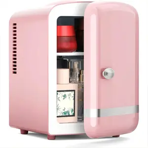 Kismile Retro Mini Fridge with Cooling & Warming Modes, 4L Compact Skincare & Beverage Fridge, Thermoelectric System, AC/DC Dual Power,  Household Items