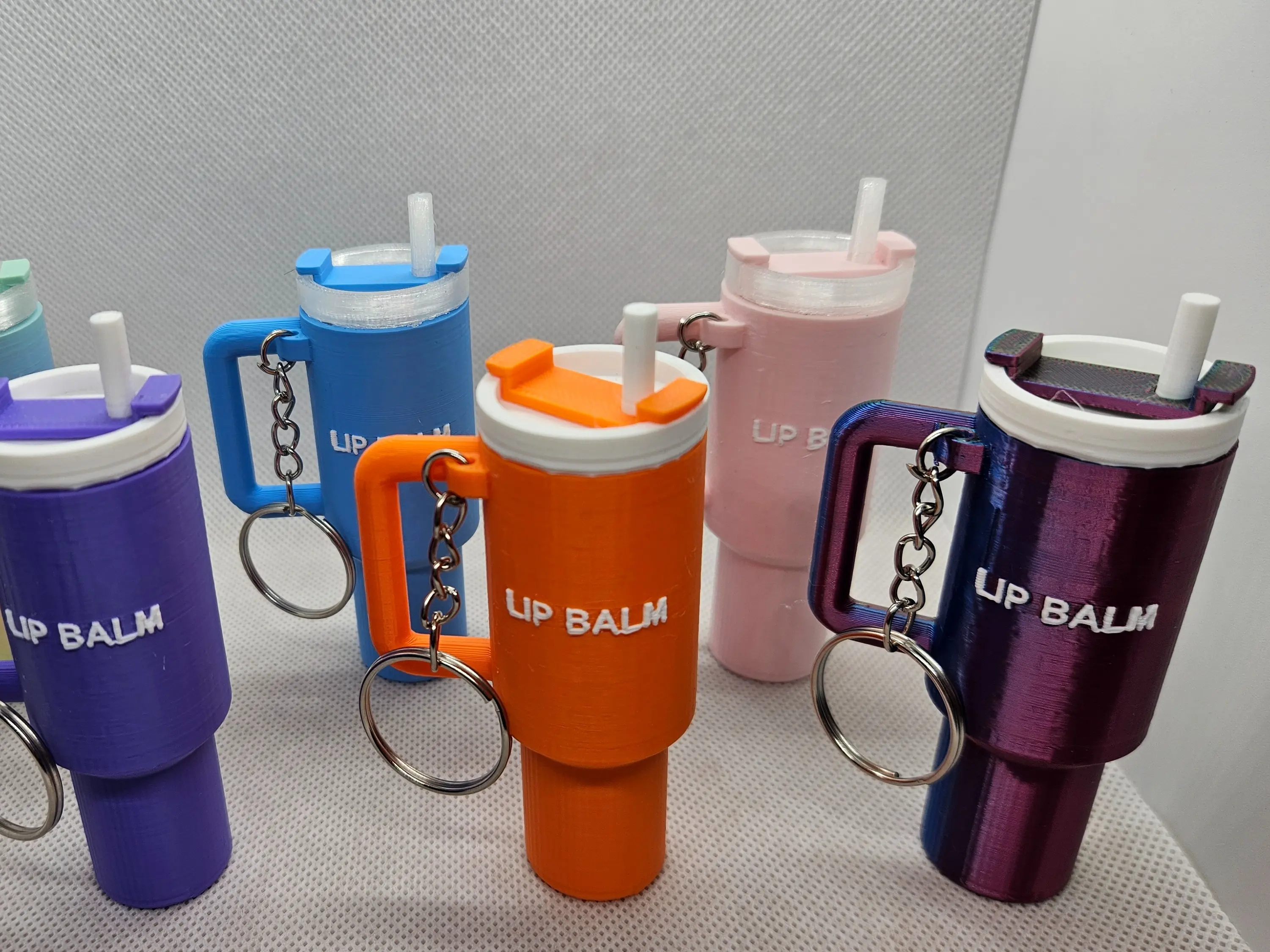 Mini tumbler cup keychain lip balm