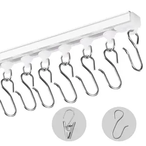 【Summervibes】VEVOR Ceiling Curtain Track Set, 9.9 FT/3 Meter, Self Adhesive, No Drill Ceiling Track System for Curtains, Room Divider Curtain Track Ceiling Mounted for Living Room with Hooks and Hardware, White