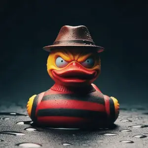 Horror Movie Theme Duck Figurine, Halloween Spooky Funny Desktop Decoration, Resin Animal Sculptures Collection Hand Model, Perfect Gift for Fans, Duck Collectible