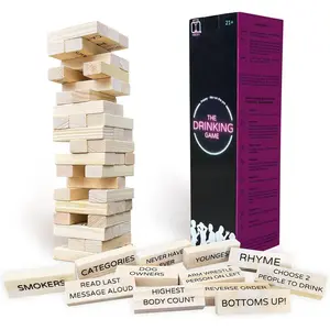 Drinking  - 21+  Pregame Drink Tower for Parties - Adult Party  with 54 Blocks | Funny Drunk  for  Night, Bachelorettes, Couples and 21st Birthday