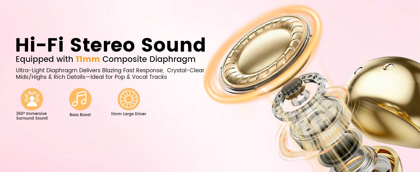 KEAI M161 Open Ear Headphones, Clip On Ear Earphones with Makeup Mirror, Bluetooth Wireless Earbuds for for Women Gifts, Sports & Workouts