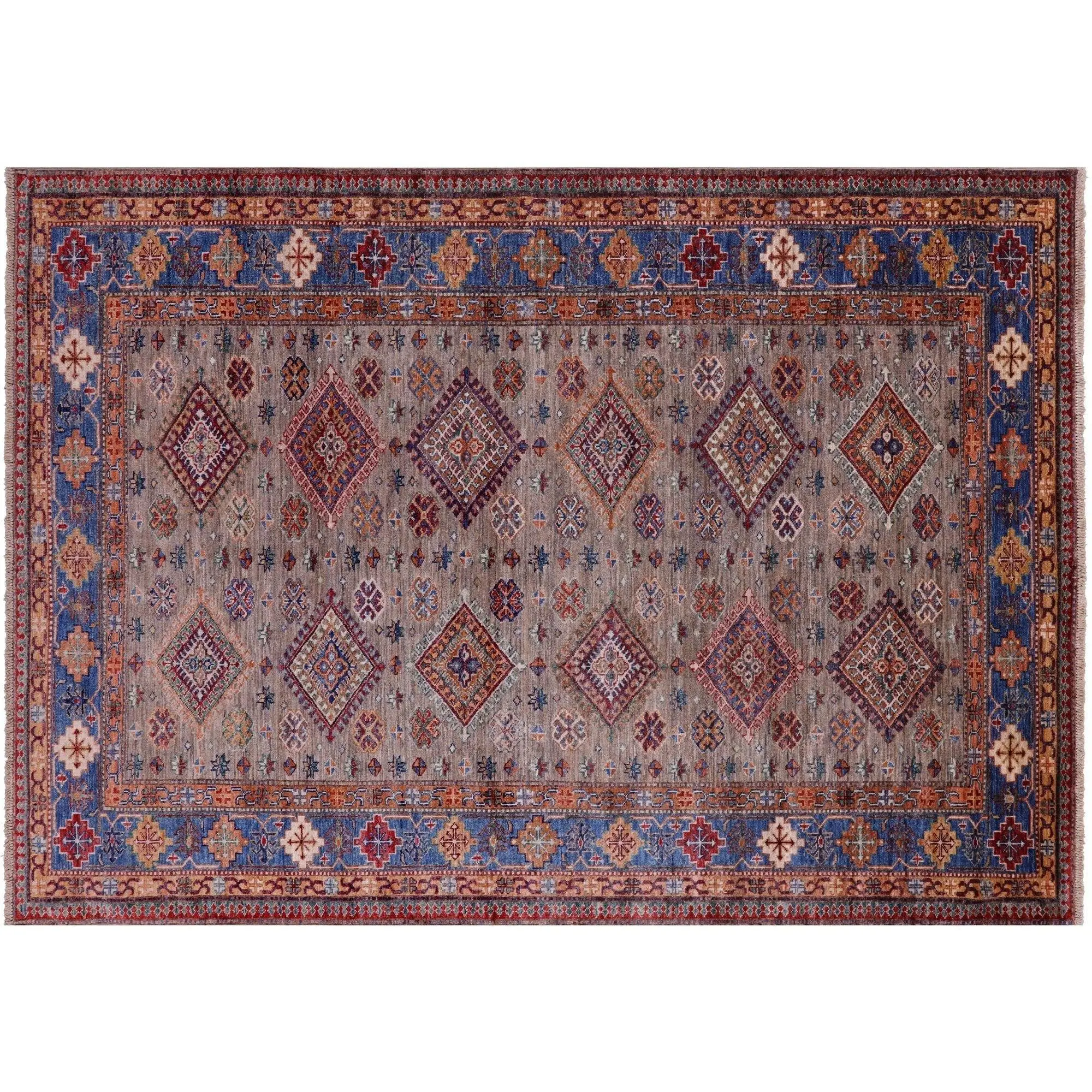5' 8" X 7' 10" Super Kazak Hand-Knotted Wool Rug - Q9856