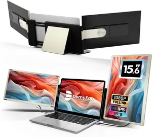 domyfan 15.6" Laptop Screen Extender, 120% sRGB FHD 1080P IPS Triple Portable Laptop Monitor Extender with Type-C USB HDMI Plug-Play for Mac, Windows, Chrome, Android, Fits All Laptops