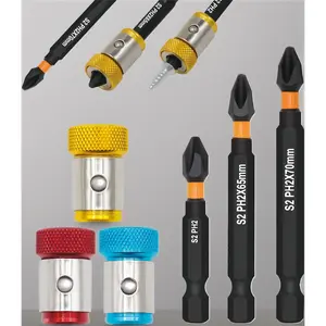 Professional Magnetic Screw Ring Bit Holder 6 35mm Universal Fit with 3 PH2 Screwdriver Bits for Secure Fastening and Easy DIY Projects