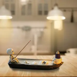 New Skull Ship Incense Burner Fragrance Incense Home Decor, High-End Resin Craft Ornament for Hallway Living Room Bedroom, Wholesale Available