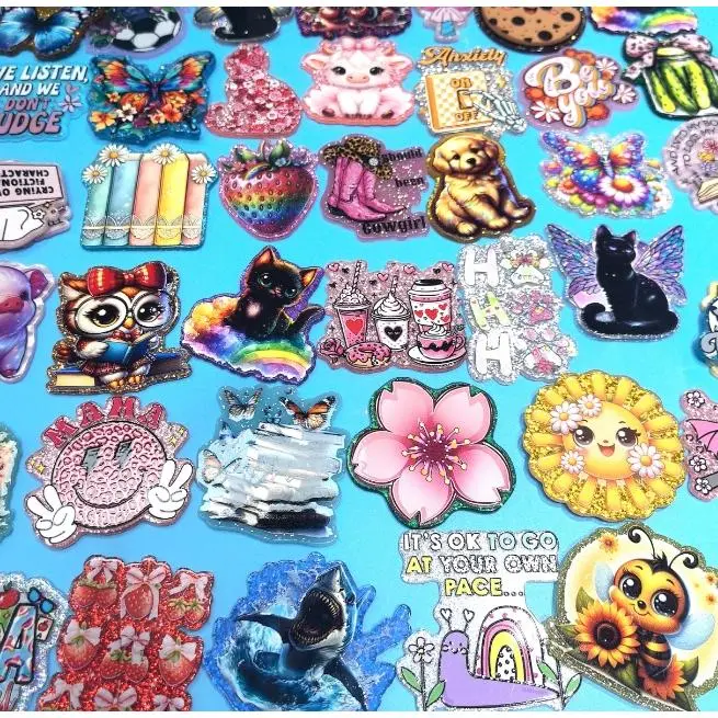 50pcs Random Cartoon Acrylic Flatbacks Used for DIY Badge Reels ,Clips,Pendant Diy Craft for Stretch Keychain