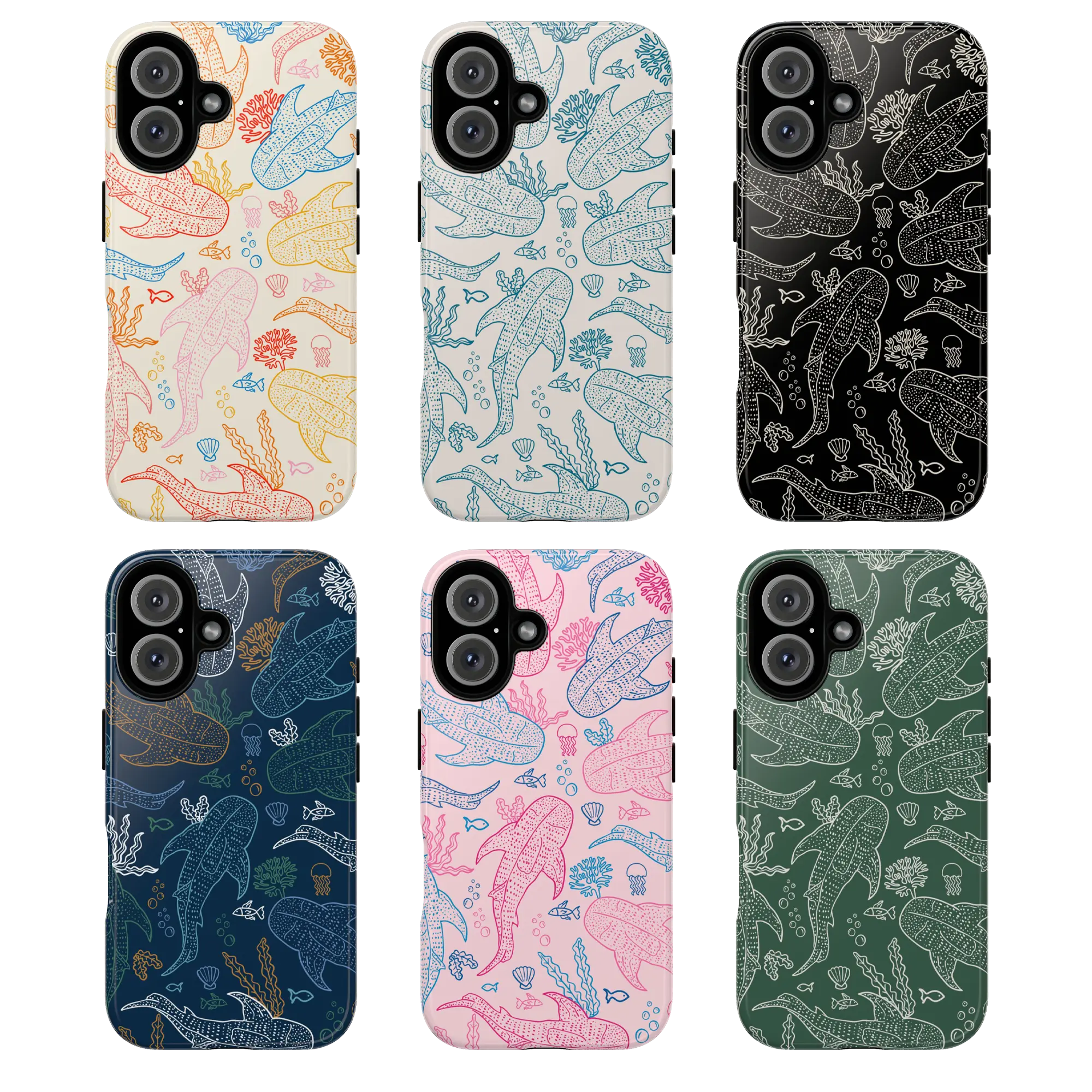 Whale Shark Scatter Coral Reef Phone Case, Sea Phonecover, Ocean Tough Phone Case, Gift for her, Gift for him, Shark Cases