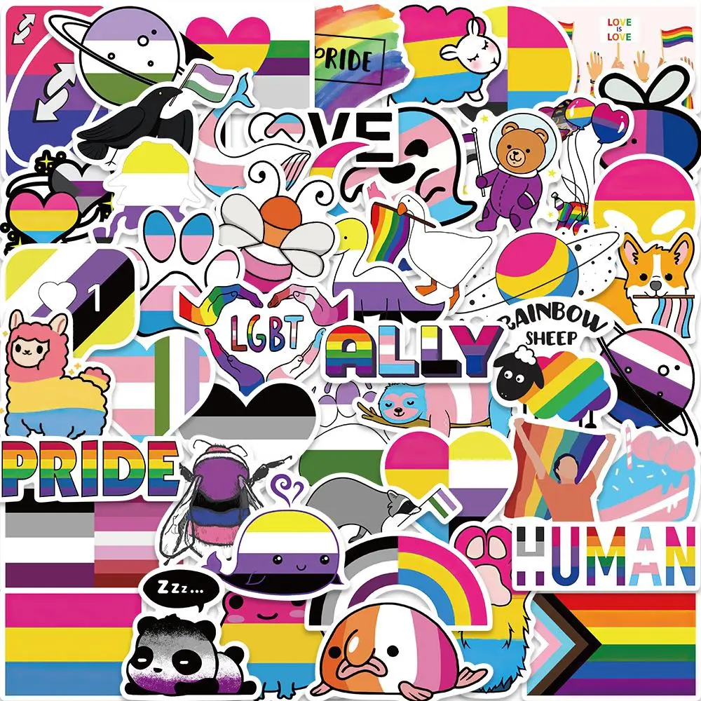 LGBTQ+ Themed Sticker, 100pcs/set Creative Decorative Graphic Decal Sticker, DIY Decals for Water Bottle, Laptop, Phone Case, Scrapbooking, Journal Making