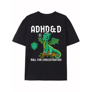 Men's Cotton T-Shirt with Cute Dragon Print - Comfortable, Breathable & Stylish for Casual Attire