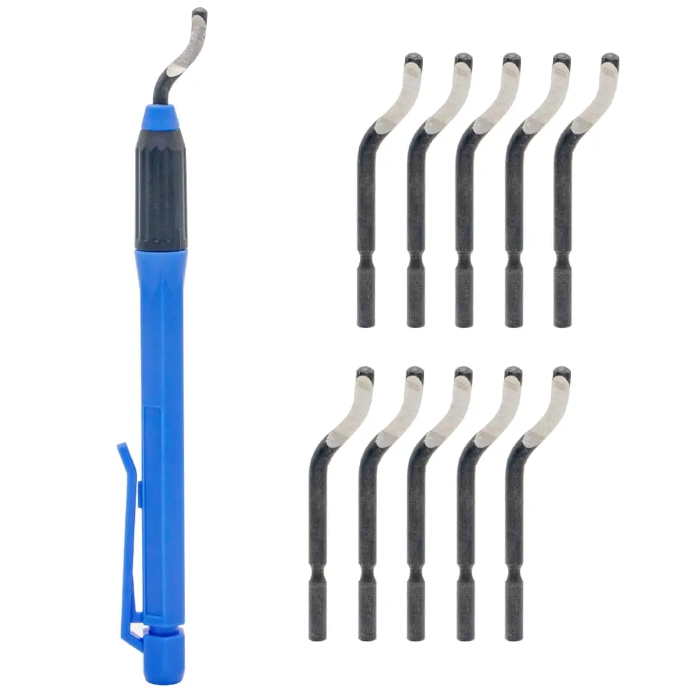 Deburring Tool Set NO2000 with 11 High Speed Steel Swivel , 360  Rotary  for Metal, , , Copper, Plastic, 3D Printing, Brass, PVC Pipes - Ideal for Plumbing - Burr Removal