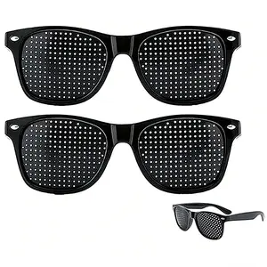 2 Pairs Pinhole Glasses Anti-Myopia Astigmatism Glasses,Men's Women's Vision Improvement Strabismus Correction Fatigue Glasses