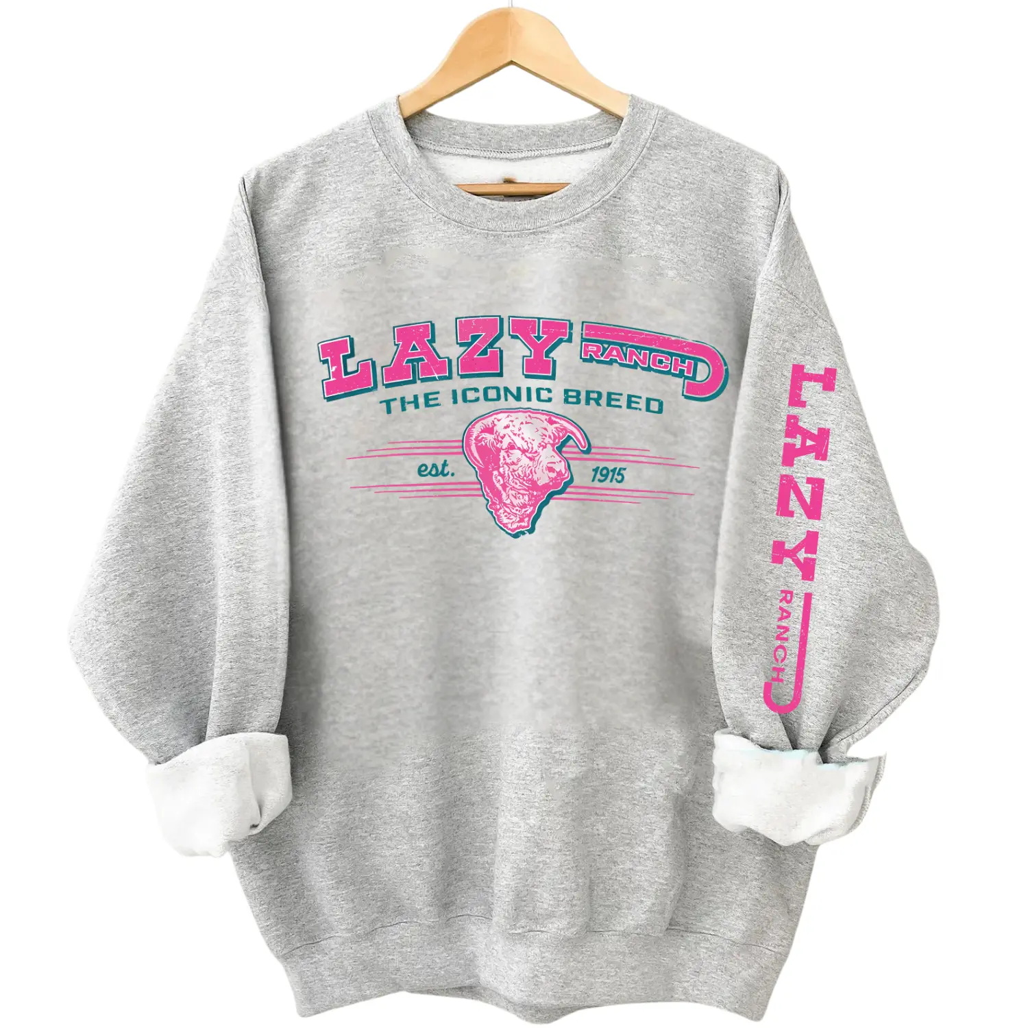 Vintage Western Lazy J Ranch Sweatshirt for Men Women, Cowboy Cowgirl Graphic Crewneck, Rustic Country Farm Graphic Ranch Lifestyle Pullover