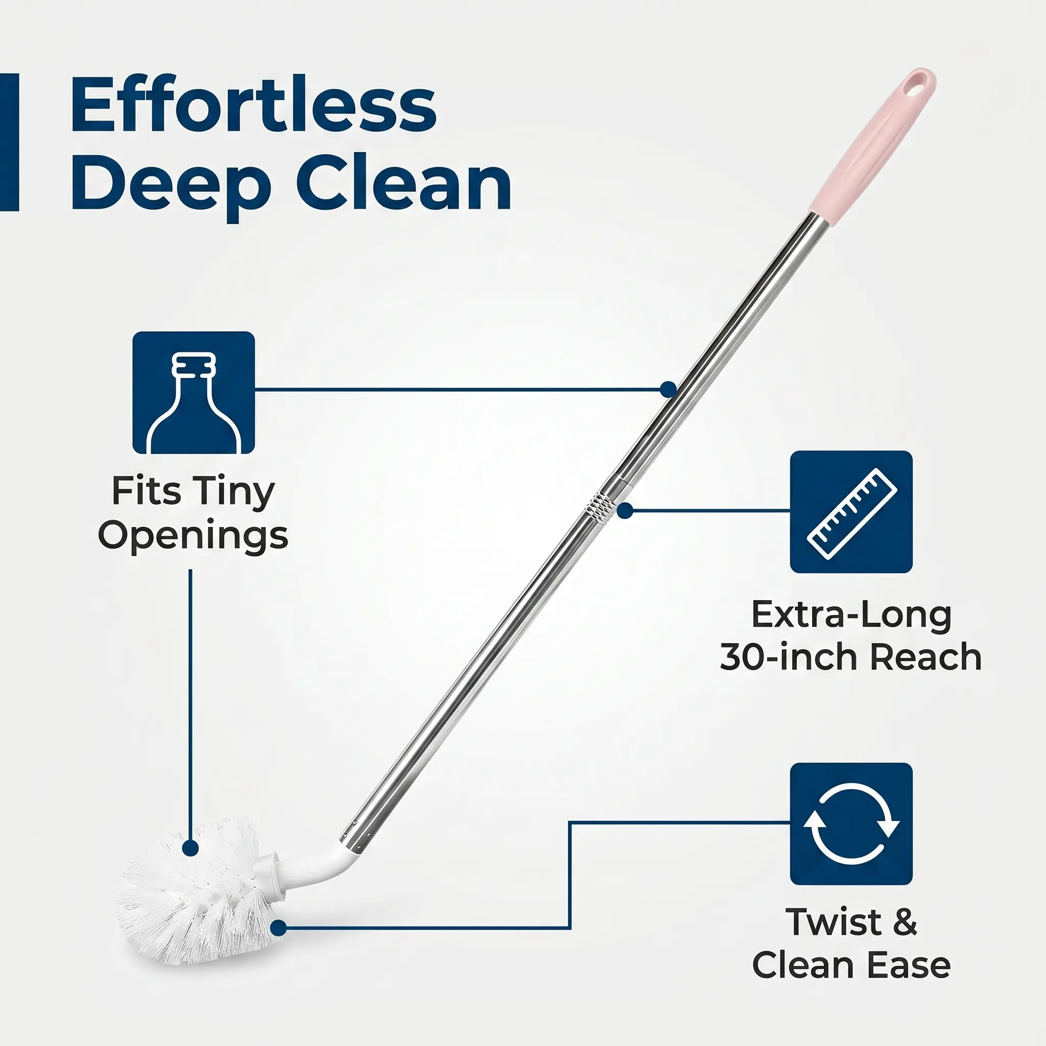 5-gallon water tank cleaning brush, 2-pack bucket brush, water bottle brush, extra long water bottle cleaning brush, water bottle brush, Carboy brush. Bristles flexand compressto .ApplyGentlePressureto InsertPush downslowly andgentlytoinsert brush. Steel
