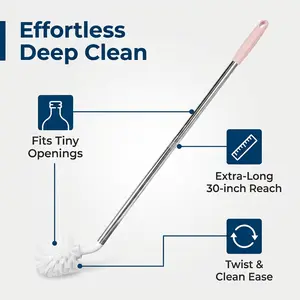 5-gallon water tank cleaning brush, 2-pack bucket brush, water bottle brush, extra long water bottle cleaning brush, water bottle brush, Carboy brush. Bristles flexand compressto .ApplyGentlePressureto InsertPush downslowly andgentlytoinsert brush. Steel
