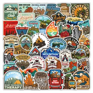 50 Sheets Outdoor Adventure Stickers, Nature Camping Hiking Decals for Luggage Laptop Skateboard, Adhesive Stickers