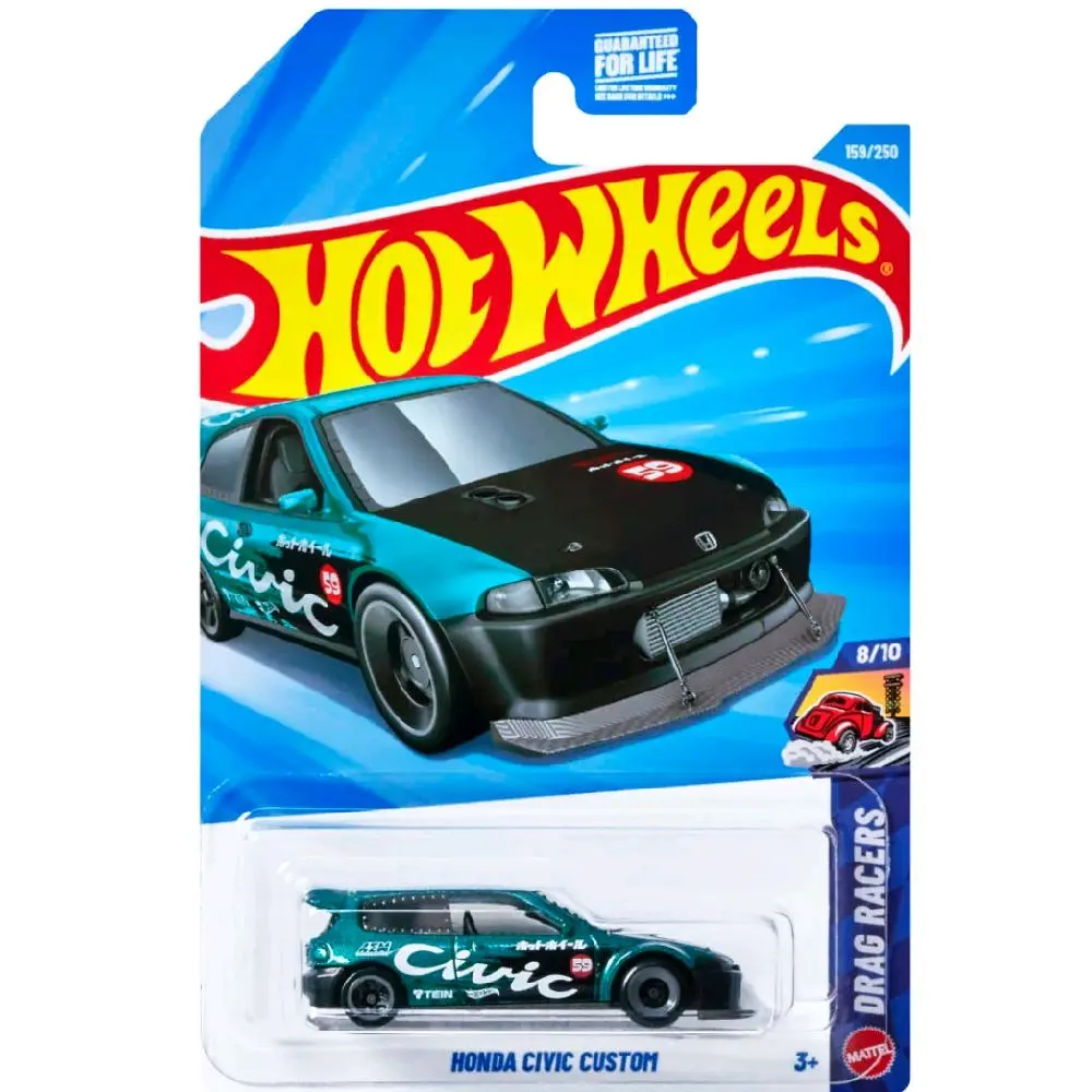 Hot Wheels Custom Honda Civic Drag Racer - Blue & Black Car Tuned Diecast, Racing Model, Toy, Mini Diecast Toys for Collectors with Custom Design