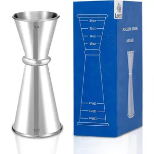 2oz 1oz Premium Japanese Jigger with 7 Measurements Inside for Bartender, 304 Stainless Steel Heavy-Duty Jigger, Bar Accessories for The Home Bar Set (Pack 1)