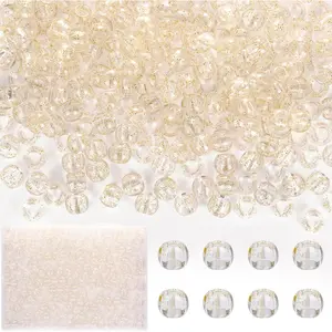 200 count 10x12mm Large Hole Hair Beads, Clear  Glitter  Pony Beads for Braids, Big  Supplies for Crafts
