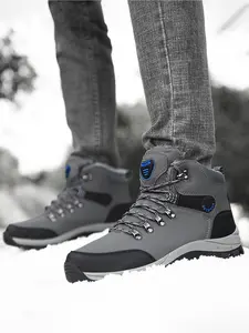 New Winter Cold-proof and Comfortable Hiking Boots for Men, Fleece Outdoor Snow Boots, Anti-slip, Wear-resistant and Warm Cotton Boots
