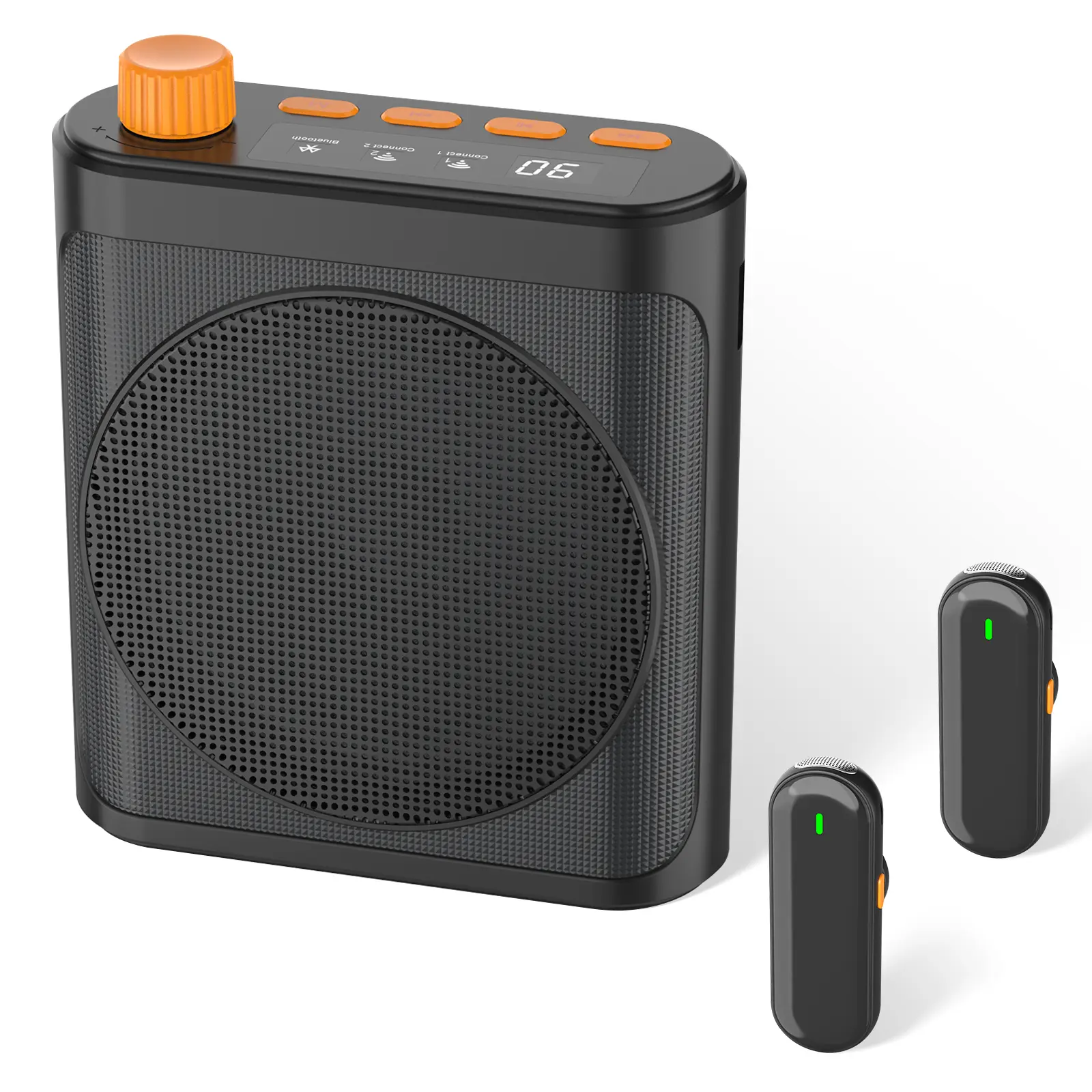 Wireless Voice Amplifier with Magnetic Lavalier, 2 Mics, Rechargeable Bluetooth ABS Portable Speaker - Durable Clip Streaming Equipment, USB, Noise Reduction, Lightweight for Teachers, Long-Lasting Battery, Adjustable Audio