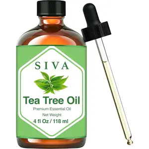 SIVA Tea Tree Essential Oil - 4 Fl Oz – Natural Tea Tree Oil - for Diffuser, Face, Skin Care, Aromatherapy, Hair Care, Scalp and Body Massage - with Dropper