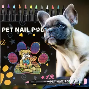 12 Pack Dog Nail Polish Pens Quick Dry, 12 Safe Non-Toxic Colors for Dogs and Cats, Easy Application Pet Manicure Set