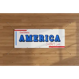 Patriotic Horizontal Matte Banner 'God Bless America Land That I Love' - 96x36