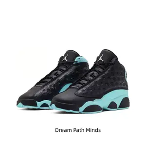 Black and Island Green High-Top Retro Basketball Shoes with Crocodile Leather Upper, Island Green Details