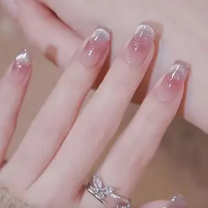 S001 Ultra-Short Ballet Press-On Nails, Gradient Cat Eye, 30pcs Fake Nails, Glossy Artificial Fingers, Nail Art Accessories, Nail Art Supplies