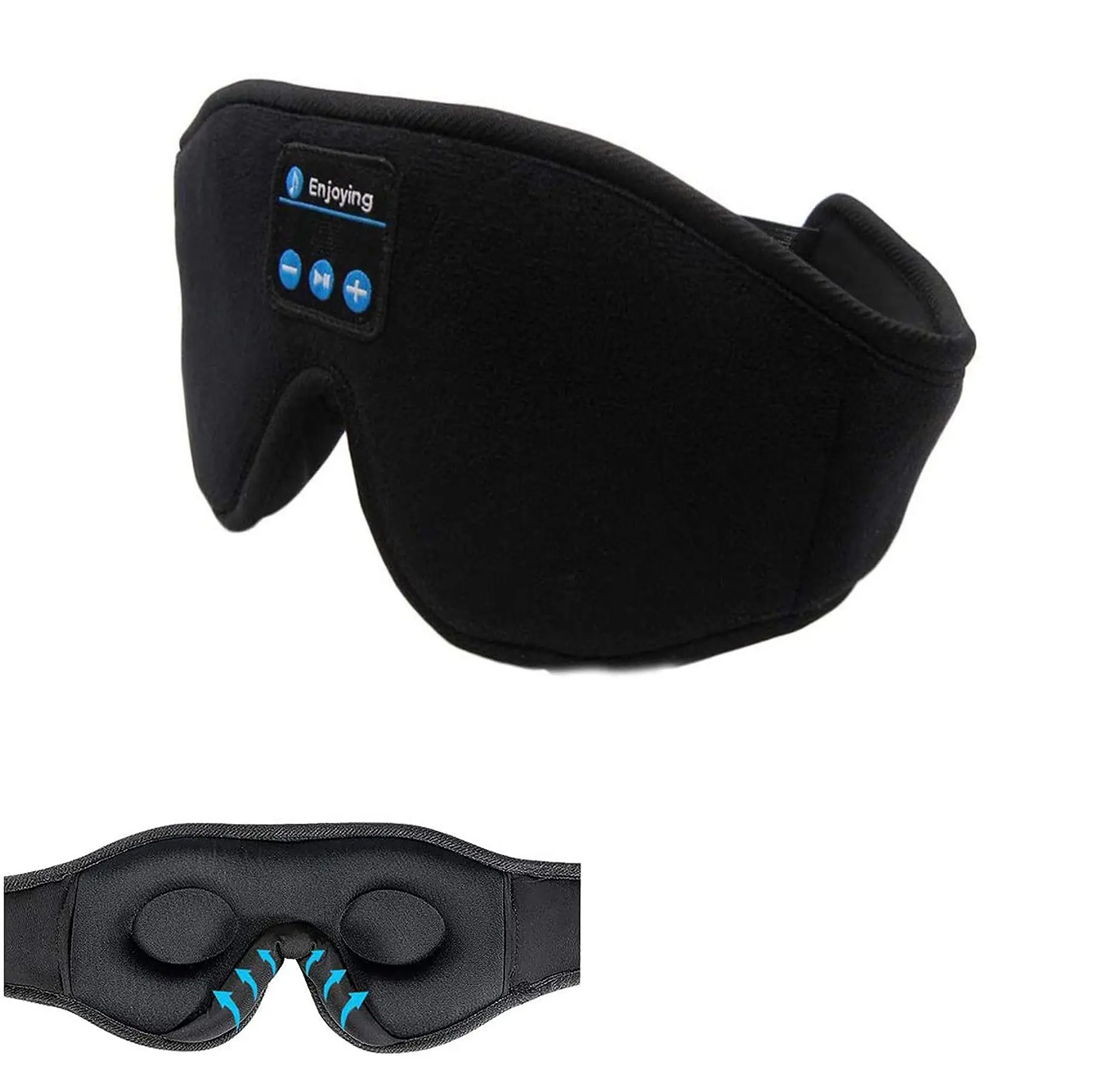Beauty Products Memory Foam Sleep Mask with Bluetooth 5.0, Wireless Stereo Headphones, Built-in Microphone for Calls, Sleep Aid & Wireless Audio (Black)
