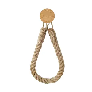Wooden Cotton Rope Towel Rack, Creative No-Drill Paper Holder, Bathroom Storage Organizer, Handmade Natural Material Design, Bathroom Accessories