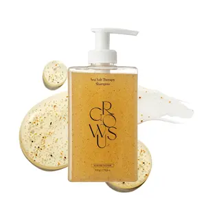 GROWUS Sea Salt Therapy Shampoo (500ml / 16.9 fl. oz.) - Exfoliating Scalp Scrub for Oily Greasy Hair, Deep Cleansing Dandruff & Build-up, Volumizing for Thinning Hair, Refreshing Korean Hair Care