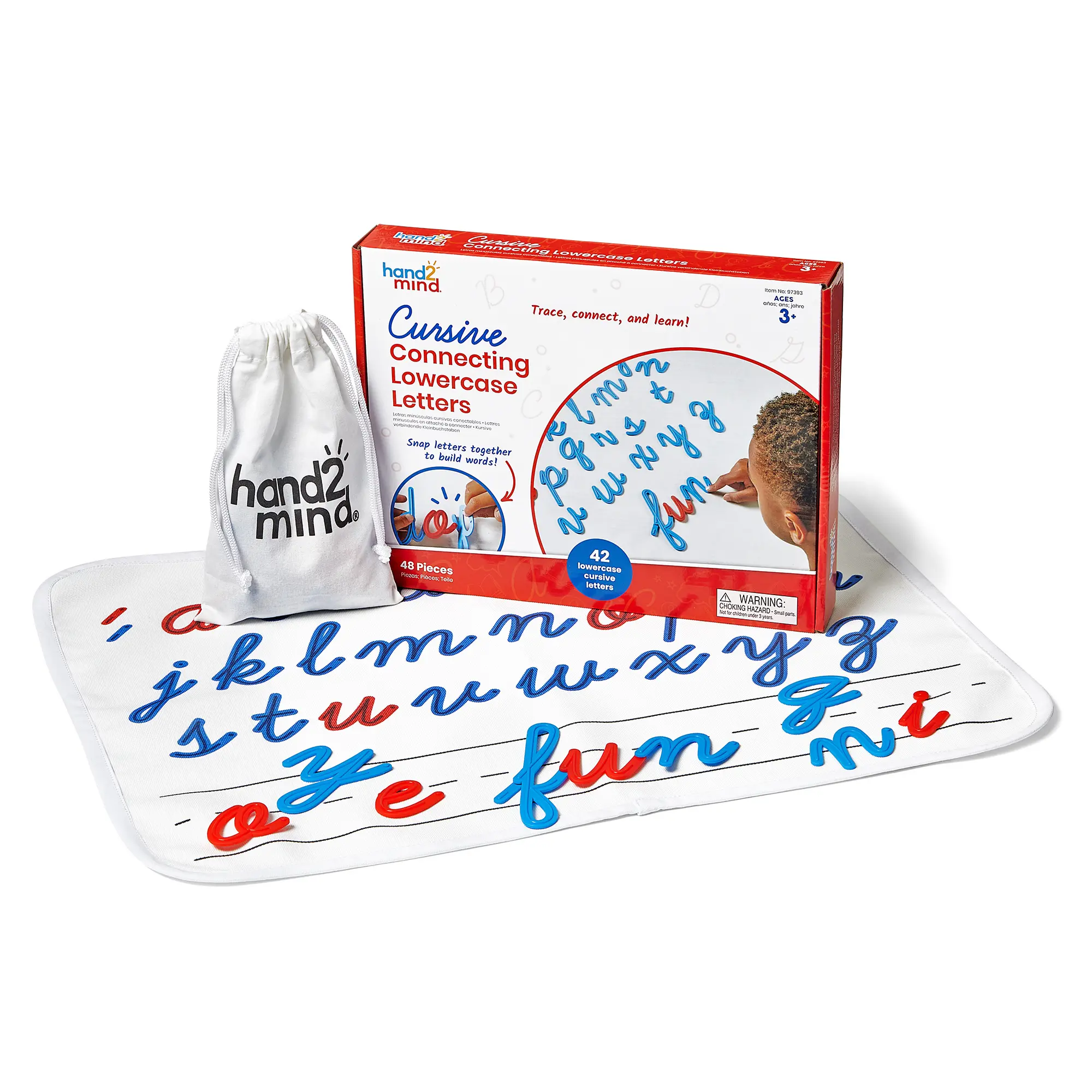 hand2mind Cursive Connecting Lowercase Letters, Tactile Letter Tracing, Cursive Alphabet Handwriting Practice, Fine Motor Activities, Homeschool Supplies, Classroom Manipulatives for Elementary School
