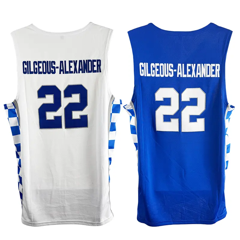 Men's #2/#22 Booker University Embroidered Quick Dry Basketball Jersey, Blue White, Loose Casual Breathable Sleeveless Professional Sports Shirt, XL