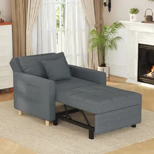 Aecojoy Convertible Futon Sofa Bed, 3-in-1 Multi-Functional Sleeper Chair Bed, Adjustable BRackrest Recliner with Modern Linen Fabric For Living Room Bedroom Apartment Small Space Day bed