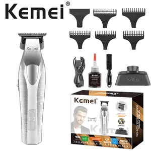 Kemei Full Metal Hair Clipper, Precision Trimming at Home, 9000rpm High-Speed Motor, Smooth Cutting, Clean Shave Style, Cordless Trimmer