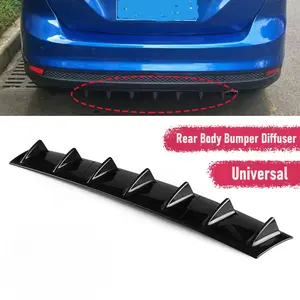 Adjustable Car After ABS Plastic 7-Head Universal Black/Charcoal Grain 7 Fin Shark Fin Style Rear Bumper Lip Chassis Diffuser Spoiler Kit
