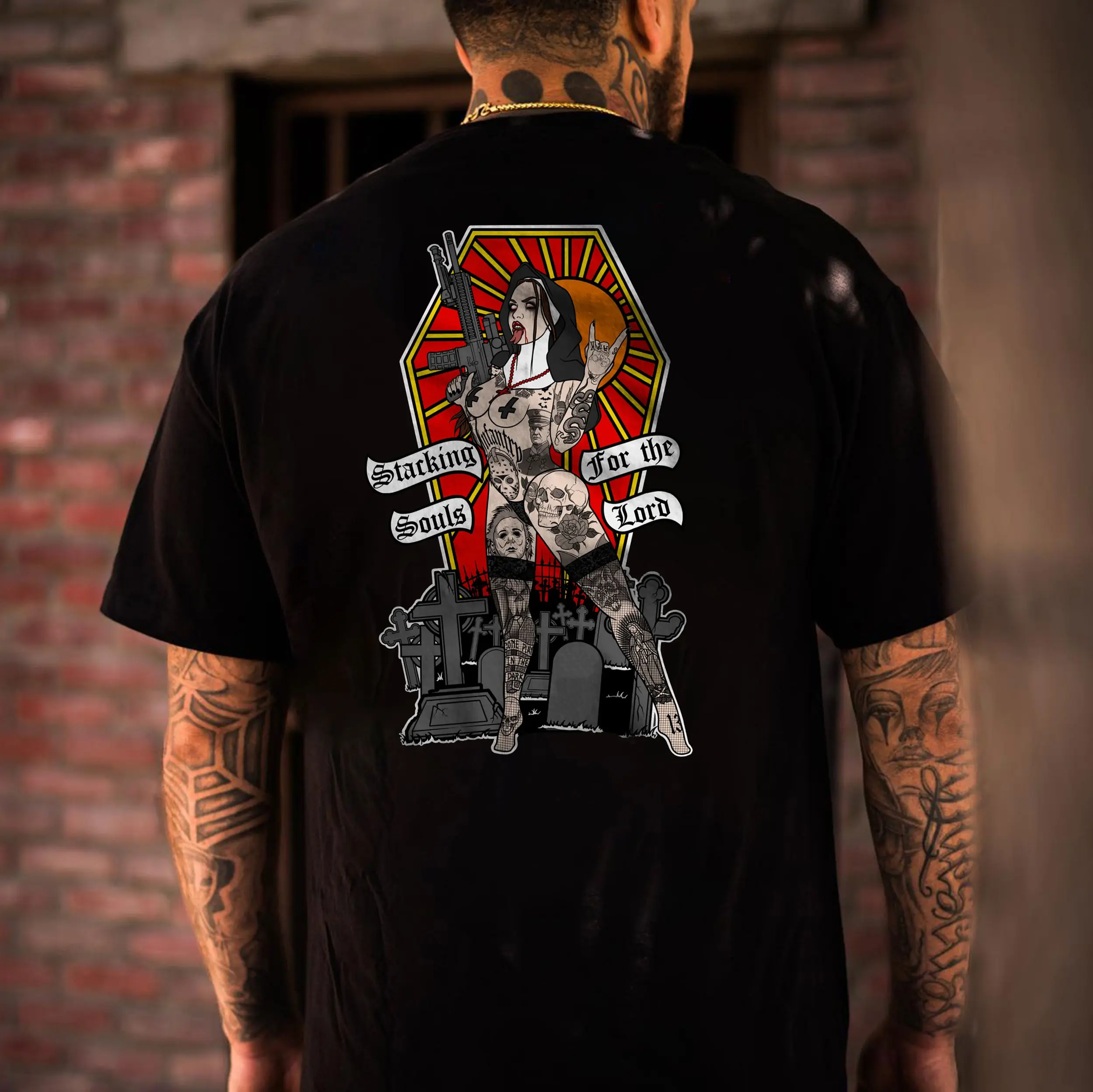 Stacking Souls For the Lord Nun shirt, unholy, baddie, nuns, bad, tattoo, biker, tshirt, sweater, outfits, summer, dailywear, trendy, top, crewneck, aesthetic, vintage, womenswear, menswear, graphic tees, vacation outfits
