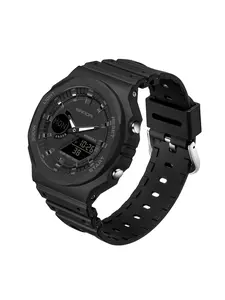 Men's Sportive Digital Analog Quartz Watch, Fashionable Digital Watch with Silicone Strap, Waterproof Watch with Digital Display for Men, Modern Waterproof Watch, Sporty Waterproof Watch, Digital Analog Watches, Modern Trendy Watch